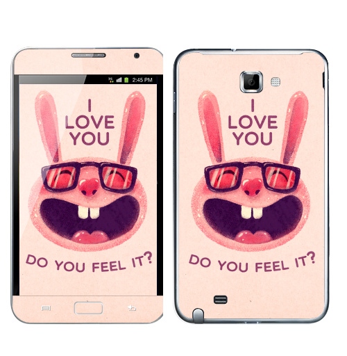 Наклейка на Телефон Samsung Galaxy Note Влюбленный зая,  купить в Москве – интернет-магазин Allskins, заяц, животные, любовь, улыбка, сердце, хипстер, для влюбленных