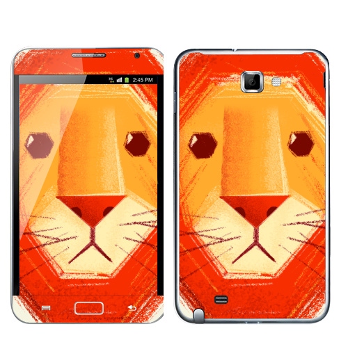 Наклейка на Телефон Samsung Galaxy Note Грустный лев,  купить в Москве – интернет-магазин Allskins, милые животные, детские, животные, любовь, желтый, лето, оранжевый, печаль, король, грустные, печальный