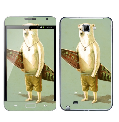 Наклейка на Телефон Samsung Galaxy Note Алоха,  купить в Москве – интернет-магазин Allskins, серфинг, медведь, лето, 300 Лучших работ
