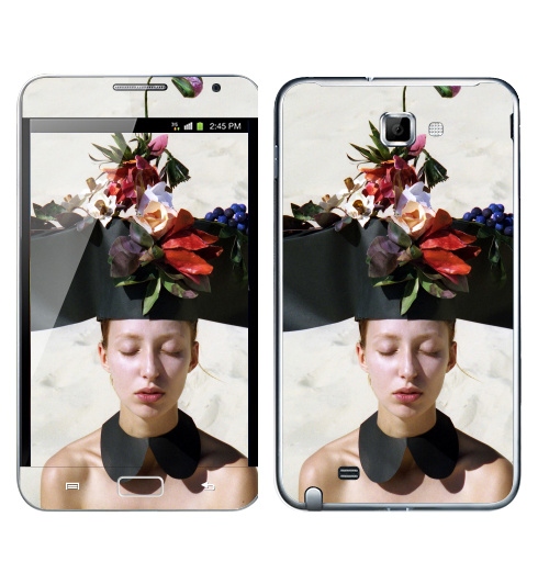 Наклейка на Телефон Samsung Galaxy Note Цветочница,  купить в Москве – интернет-магазин Allskins, фотография, отдых, девушка, красота, цветы, сюрреализм