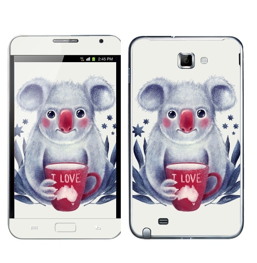 Наклейка на Телефон Samsung Galaxy Note Любитель Австралии,  купить в Москве – интернет-магазин Allskins, милые животные, эвкалипт, животные, Австралия, чай и кофе, любовь, коала, детские