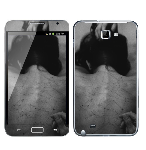 Наклейка на Телефон Samsung Galaxy Note Живой рисунок,  купить в Москве – интернет-магазин Allskins, черно-белое, фотография, девушка