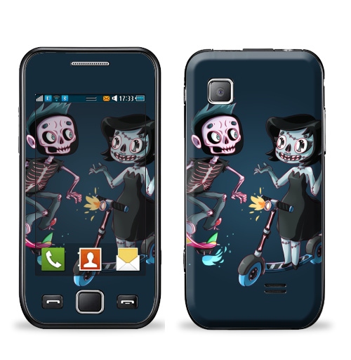 Наклейка на Телефон Samsung Wave (S5250) АНДЕД ХИПСТЕРЫ,  купить в Москве – интернет-магазин Allskins, мертвый, мертвец, зомби, девушка, скелет, скейтборд, самокат, спорт, панк