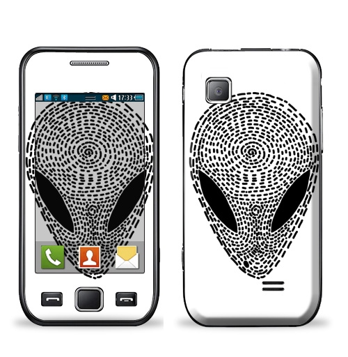 Наклейка на Телефон Samsung Wave (S5250) УФО БЛЭК,  купить в Москве – интернет-магазин Allskins, одноцветный, инопланетяне, графика, космос, черно-белое