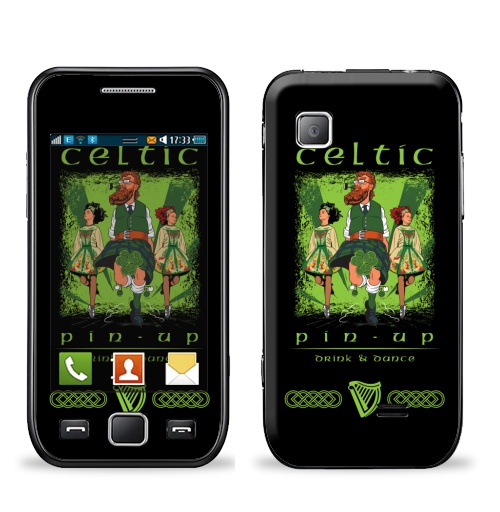 Наклейка на Телефон Samsung Wave (S5250) Кельтский пинап,  купить в Москве – интернет-магазин Allskins, сарказм, персонажи, девушка, алкоголь, пикник, танцы, Ирландия, кельт