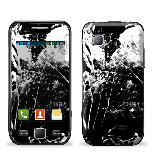Наклейка на Телефон Samsung Wave (S5250) Растительное,  купить в Москве – интернет-магазин Allskins, черно-белое, лесной, природа, листья, Темная, черный, графика, растительный, растение