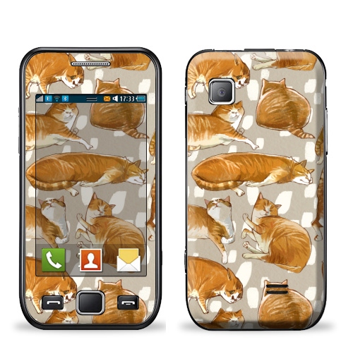Наклейка на Телефон Samsung Wave (S5250) Паттерн с рыжими котами,  купить в Москве – интернет-магазин Allskins, кошка, паттерн, животные, забавный, детские, рыжая