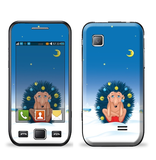 Наклейка на Телефон Samsung Wave (S5250) Йогаёжиковая ёлка,  купить в Москве – интернет-магазин Allskins, прикол, зима, гики, ёлочные, новый год, ежик