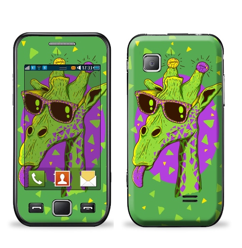 Наклейка на Телефон Samsung Wave (S5250) Жирафео,  купить в Москве – интернет-магазин Allskins, фиолетовый, животные, лампа, лето, очки, хипстер, Эцилопп, зеленый, 300 Лучших работ, милые животные
