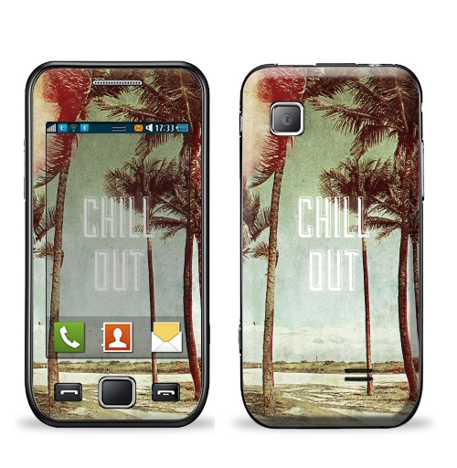 Наклейка на Телефон Samsung Wave (S5250) Chil! Out,  купить в Москве – интернет-магазин Allskins, винтаж, лето, природа, пальмы, текстура, чилл