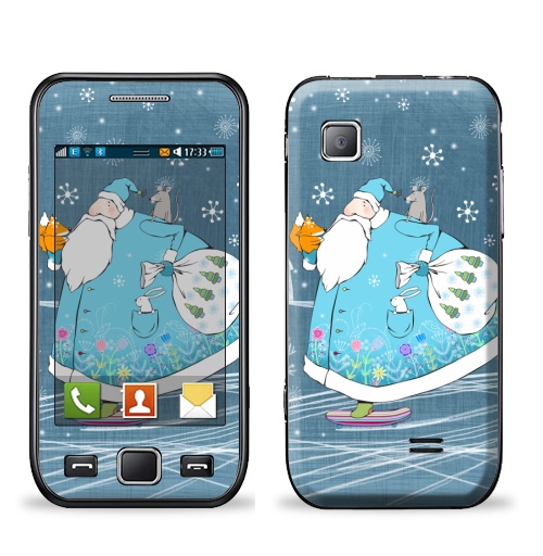 Наклейка на Телефон Samsung Wave (S5250) Дед Мороз на скейте,  купить в Москве – интернет-магазин Allskins, новый год, зима, мороз, дед, детские