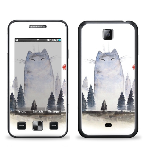 Наклейка на Телефон Samsung C6712 Star 2 Duos Кот туманный,  купить в Москве – интернет-магазин Allskins, акварель, туман, лес, кошка