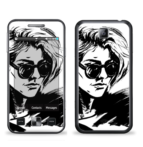 Наклейка на Телефон Samsung C6712 Star 2 Duos Блэк-н-уайт лэйди,  купить в Москве – интернет-магазин Allskins, черный, белый, девушка, волосы, очки