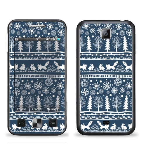 Наклейка на Телефон Samsung C6712 Star 2 Duos Зимний лес,  купить в Москве – интернет-магазин Allskins, зима, лиса, лес, деревья, заяц, забавный, паттерн, снег