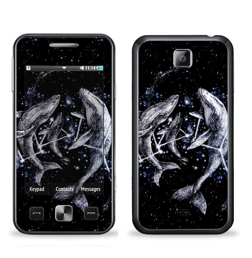 Наклейка на Телефон Samsung C6712 Star 2 Duos Межгалактические киты,  купить в Москве – интернет-магазин Allskins, полностьючерный, небо, животные, ночь, звезда, космос, киты