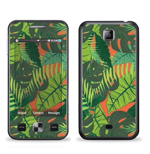 Наклейка на Телефон Samsung C6712 Star 2 Duos Тропический принт,  купить в Москве – интернет-магазин Allskins, дистья, монстера, монстры, птицы, цветы, текстура, паттерн, джунгли, тропики