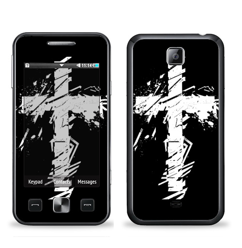 Наклейка на Телефон Samsung C6712 Star 2 Duos Крест во всю грудь,  купить в Москве – интернет-магазин Allskins, черно-белое, татуировки, гранж, крест, христианство, святое, черный