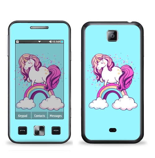 Наклейка на Телефон Samsung C6712 Star 2 Duos Единорог на радуге ,  купить в Москве – интернет-магазин Allskins, милые животные, единорог, радуга, конфетти, салют, магия, мило, лошадь, животные, детские