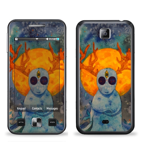 Наклейка на Телефон Samsung C6712 Star 2 Duos Дух,  купить в Москве – интернет-магазин Allskins, дух, привидение, олень, призрак, луна, желтое, голубой, космос, звезда