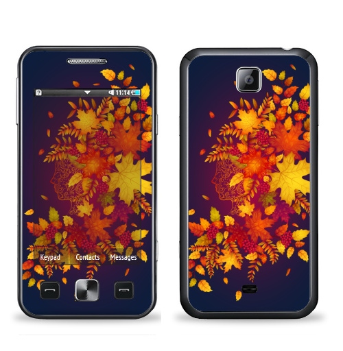 Наклейка на Телефон Samsung C6712 Star 2 Duos Дух осени,  купить в Москве – интернет-магазин Allskins, осень, листья, рыжий, девушка, рябина, деревья, природа, винтаж, лес