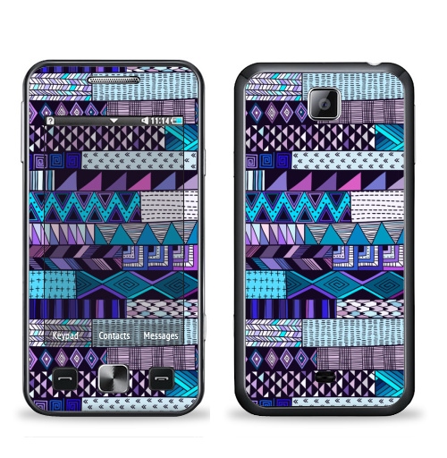 Наклейка на Телефон Samsung C6712 Star 2 Duos Полосатый узор. Синие тона,  купить в Москве – интернет-магазин Allskins, полоска, паттерн, дудлы, геометрия, розовый, синий, полосатый, графика