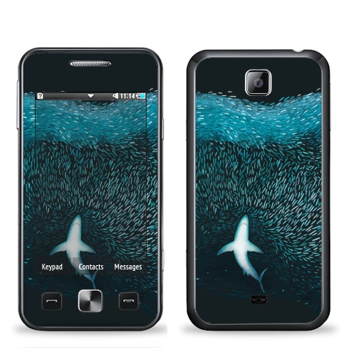 Наклейка на Телефон Samsung C6712 Star 2 Duos Акула с рыбками,  купить в Москве – интернет-магазин Allskins, акула, морская, рыба, животные, графика, голубой, океаны, глубина, бирюзовый