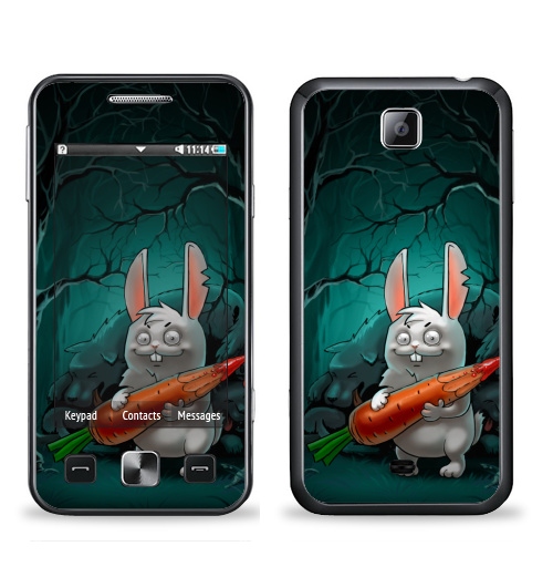 Наклейка на Телефон Samsung C6712 Star 2 Duos Кролик с морковкой,  купить в Москве – интернет-магазин Allskins, морковка, кролики, волк, лес, ночь, страшно, кровь