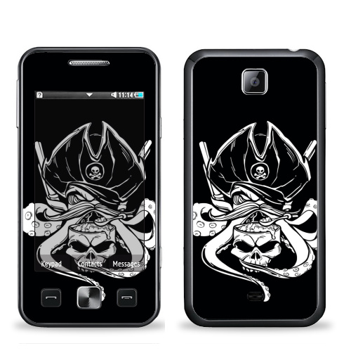 Наклейка на Телефон Samsung C6712 Star 2 Duos Осьминог-пират,  купить в Москве – интернет-магазин Allskins, осьминог, пират, мозг, шляпа, усы, еда, ест, оружие, графика