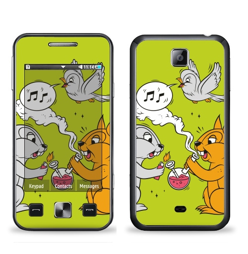 Наклейка на Телефон Samsung C6712 Star 2 Duos Funny friends,  купить в Москве – интернет-магазин Allskins, заяц, белка, дружба, дым, кальян, ноты, птицы