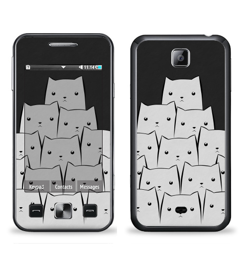 Наклейка на Телефон Samsung C6712 Star 2 Duos White Cats,  купить в Москве – интернет-магазин Allskins, уши, черный, кошка, белый, животные, черно-белое, 300 Лучших работ