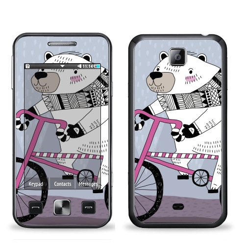 Наклейка на Телефон Samsung C6712 Star 2 Duos Мишка на велике,  купить в Москве – интернет-магазин Allskins, милые животные, персонажи, медведь, велосипед, животные