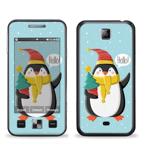 Наклейка на Телефон Samsung C6712 Star 2 Duos Пингвин с ёлкой,  купить в Москве – интернет-магазин Allskins, шапка, снег, новый год, пингвин, детские