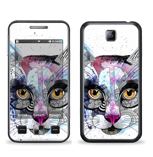 Наклейка на Телефон Samsung C6712 Star 2 Duos Кошка графика,  купить в Москве – интернет-магазин Allskins, милые животные, акварель, персонажи, графика, животные, кошка