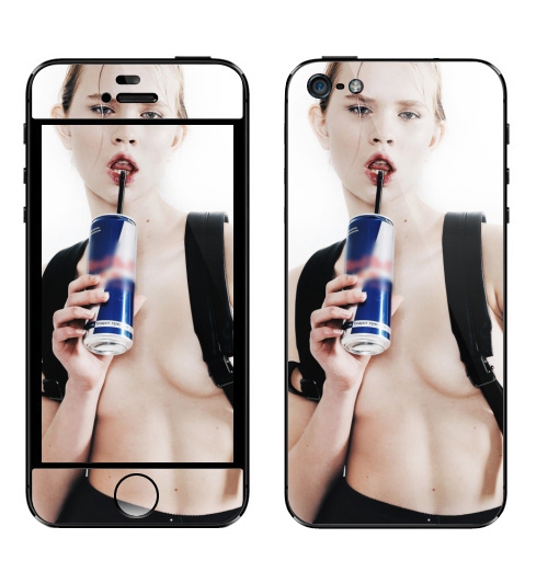 Наклейка на Телефон Apple iPhone 5 Девочка с трубочкой,  купить в Москве – интернет-магазин Allskins, модели, секс, фотография