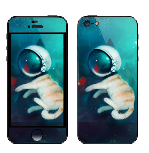 Наклейка на Телефон Apple iPhone 5 Космокотик,  купить в Москве – интернет-магазин Allskins, космокот, звезда, кошка, космос