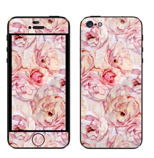 Наклейка на Телефон Apple iPhone 5 Розы аромат,  купить в Москве – интернет-магазин Allskins, цветы, розовый, розы, узор, паттерн, винтаж, акварель