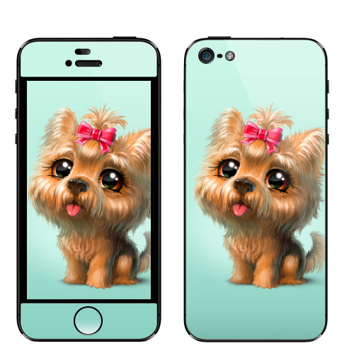 Наклейка на Телефон Apple iPhone 5 Йоркширский терьер,  купить в Москве – интернет-магазин Allskins, крутые животные, милые животные, шерсть, красота, мило, собаки, Йоркширский, терьер