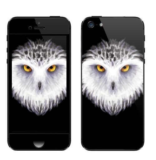 Наклейка на Телефон Apple iPhone 5 Зимняя сова,  купить в Москве – интернет-магазин Allskins, птицы, сова