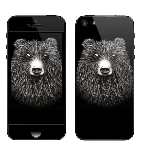 Наклейка на Телефон Apple iPhone 5 Мишенька,  купить в Москве – интернет-магазин Allskins, крутые животные, медведь, животные, графика, милые животные