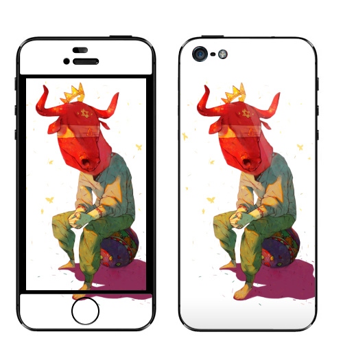 Наклейка на Телефон Apple iPhone 5 Минотавр,  купить в Москве – интернет-магазин Allskins, цирк, легенда, миф, маска, бык, минотавр