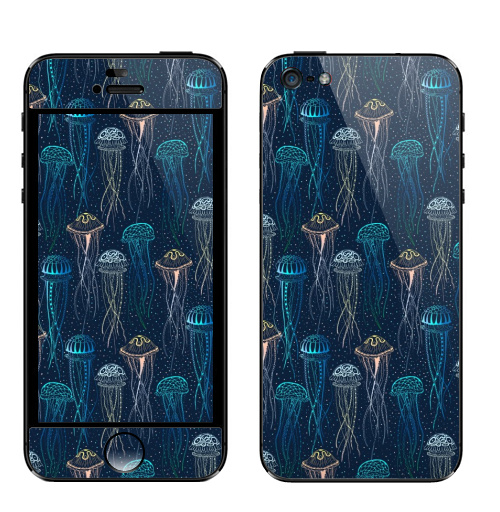 Наклейка на Телефон Apple iPhone 5 Медузы,  купить в Москве – интернет-магазин Allskins, дудлы, морская, медуза, зентангл