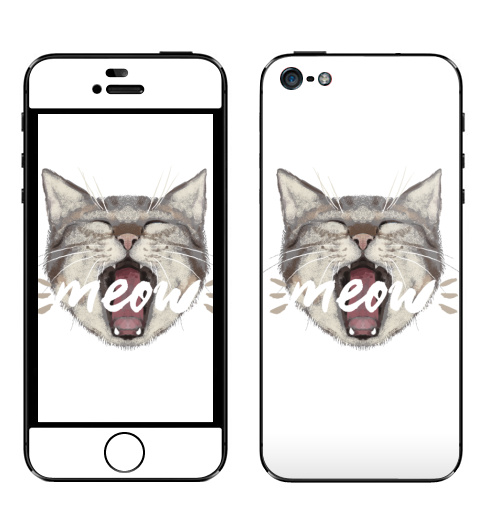 Наклейка на Телефон Apple iPhone 5 Мяуу,  купить в Москве – интернет-магазин Allskins, котята, мяу, кошка, мордочка, лицо