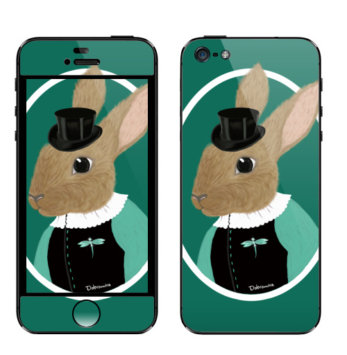 Наклейка на Телефон Apple iPhone 5 Кролик в шляпе,  купить в Москве – интернет-магазин Allskins, заяц, зверушки