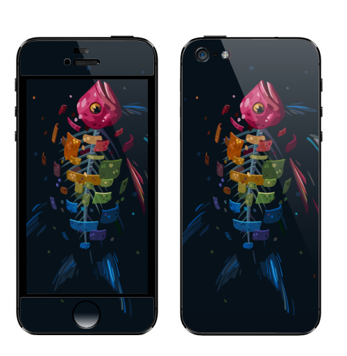 Наклейка на Телефон Apple iPhone 5 Мистическая Рыба,  купить в Москве – интернет-магазин Allskins, подводный, рыба, сюрреализм, морская, радуга, чешуя