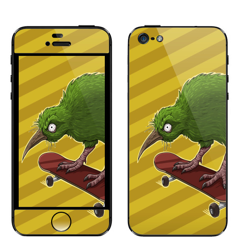 Наклейка на Телефон Apple iPhone 5 Киви,  купить в Москве – интернет-магазин Allskins, птицы, скейтборд