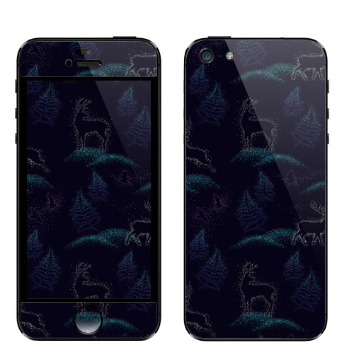 Наклейка на Телефон Apple iPhone 5 Таинственный лес ,  купить в Москве – интернет-магазин Allskins, олень, лес