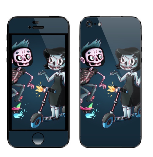 Наклейка на Телефон Apple iPhone 5 АНДЕД ХИПСТЕРЫ,  купить в Москве – интернет-магазин Allskins, мертвый, мертвец, зомби, девушка, скелет, скейтборд, самокат, спорт, панк