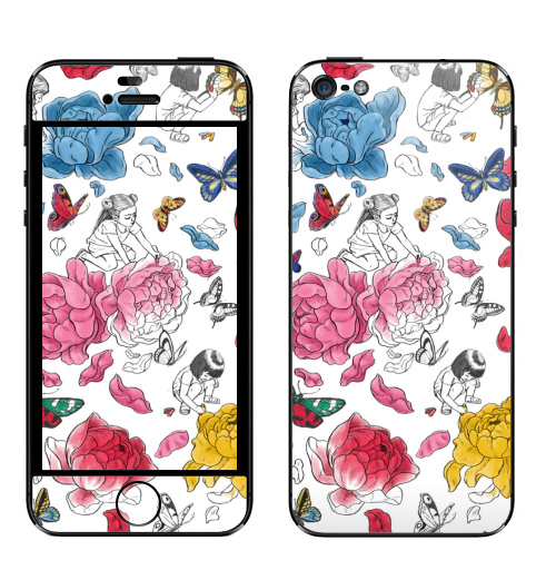 Наклейка на Телефон Apple iPhone 5 Раскрась свой мир,  купить в Москве – интернет-магазин Allskins, графика, бабочки, пастель, детские, розы, цветы, паттерн, узор