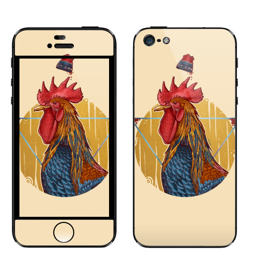 Наклейка на Телефон Apple iPhone 5 Петух в петушке,  купить в Москве – интернет-магазин Allskins, петух, птицы, искусство
