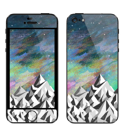 Наклейка на Телефон Apple iPhone 5 Пора в горы,  купить в Москве – интернет-магазин Allskins, горы, природа, геометрия, серый, монохром
